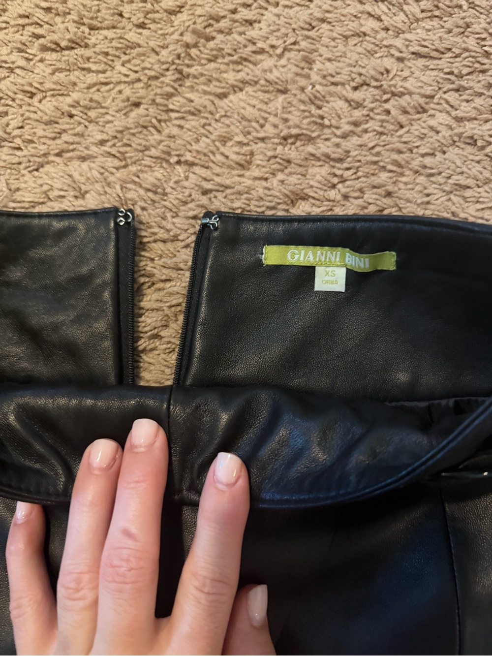 Gianni Bini Black Faux Leather Mini Skirt with Buckle Accent - Picture 2 of 2